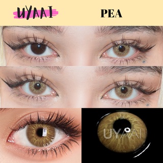 Uyaai 2pcs \ Par Lovestory series PEA Lentes De Contato Coloridas Marrom Maquiagem Natural