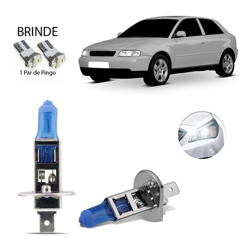 2 Lampada Super Branca 8500k Farol Alto Audi A3 1996-2000