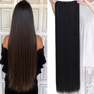 100cm Peça De Cabelo Super Longa Liso Invisível Natural Sintético 5 Clip Em Uma Extensão Para Mulheres