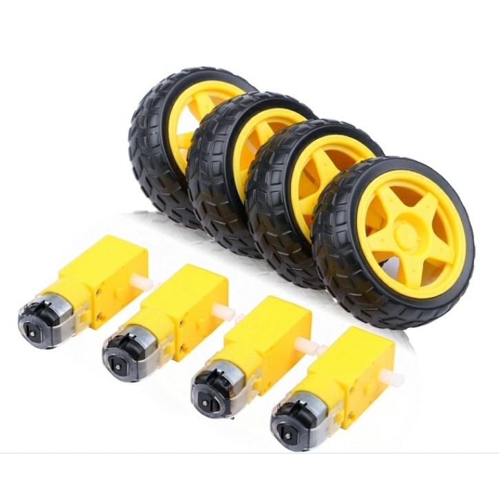 Motor dc e rodas com pneus 65mm para motor 3 a 6v dc com caixa de