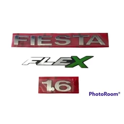 emblema letreiro escrito fiesta 1.6 flex ano modelo 2002 acima cromado fita 3M kit 3 peças
