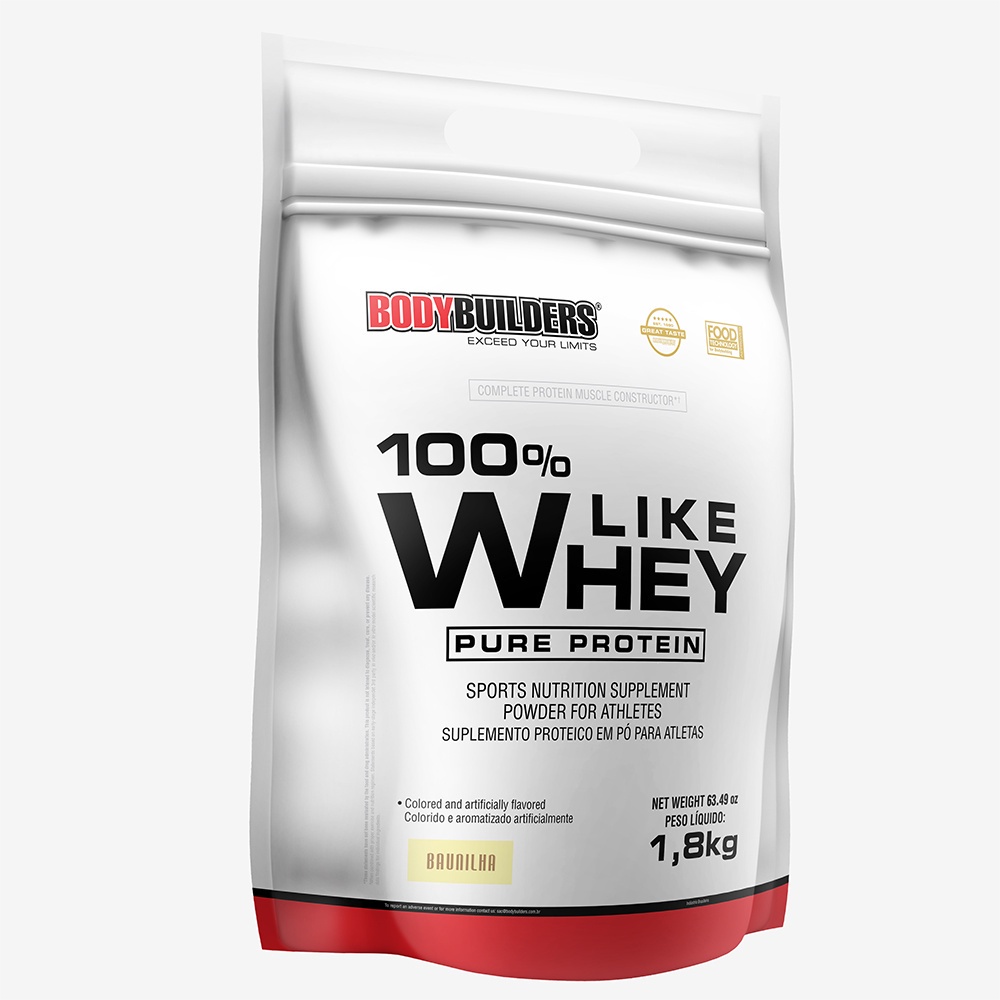 100% Like Whey Pure Protein 1,8Kg - Proteína do Soro do Leite - Bodybuilders