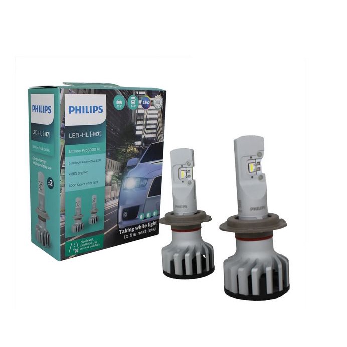 Kit Lampada Led H7 Philips Ultinon 12v 6200k Original Nova