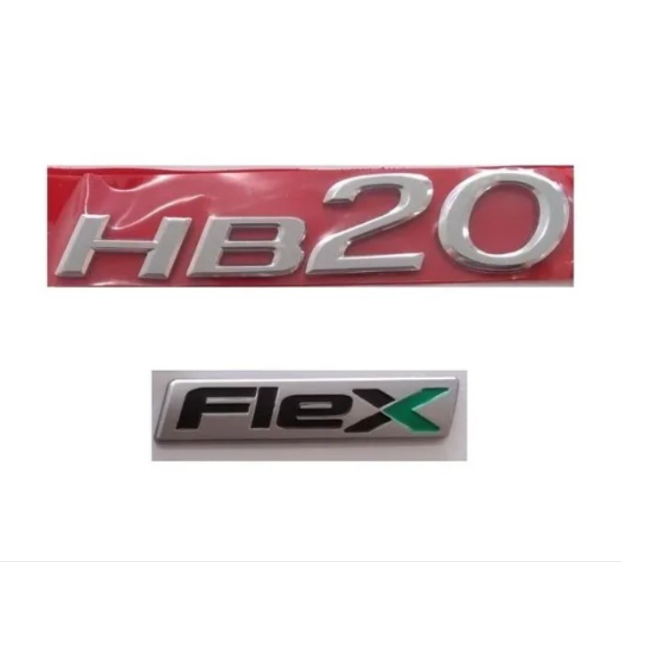 Kit Emblema Letreiro Hb20 Flex Tampa Porta Mala Hyundai 2pçs