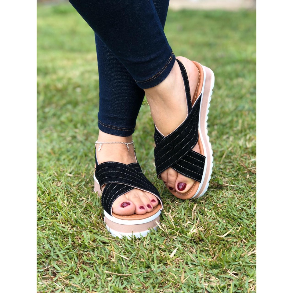 Sandália Plataforma T110 Tamanco FlatForm Tratorada - Moda Feminina Casual