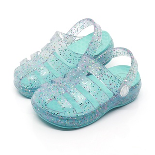 Sandália Babuche Papete Chinelo Infantil Plugt Menina Pop Transparente Glitter Azul Colorido