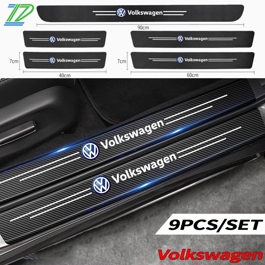 Para Volkswagen Adesivo Protetor De Tiras De Fibra De Carbono Porta De Carro Autocolante Para Volkswagen Polo 9n 9n3 gol g5 g4 g3 g6 Nivus Fox new Beetle Virtus Golf Mk4 Mk7 MK3 jetta mk6 Up Passat b5 b6 b7 Tiguan