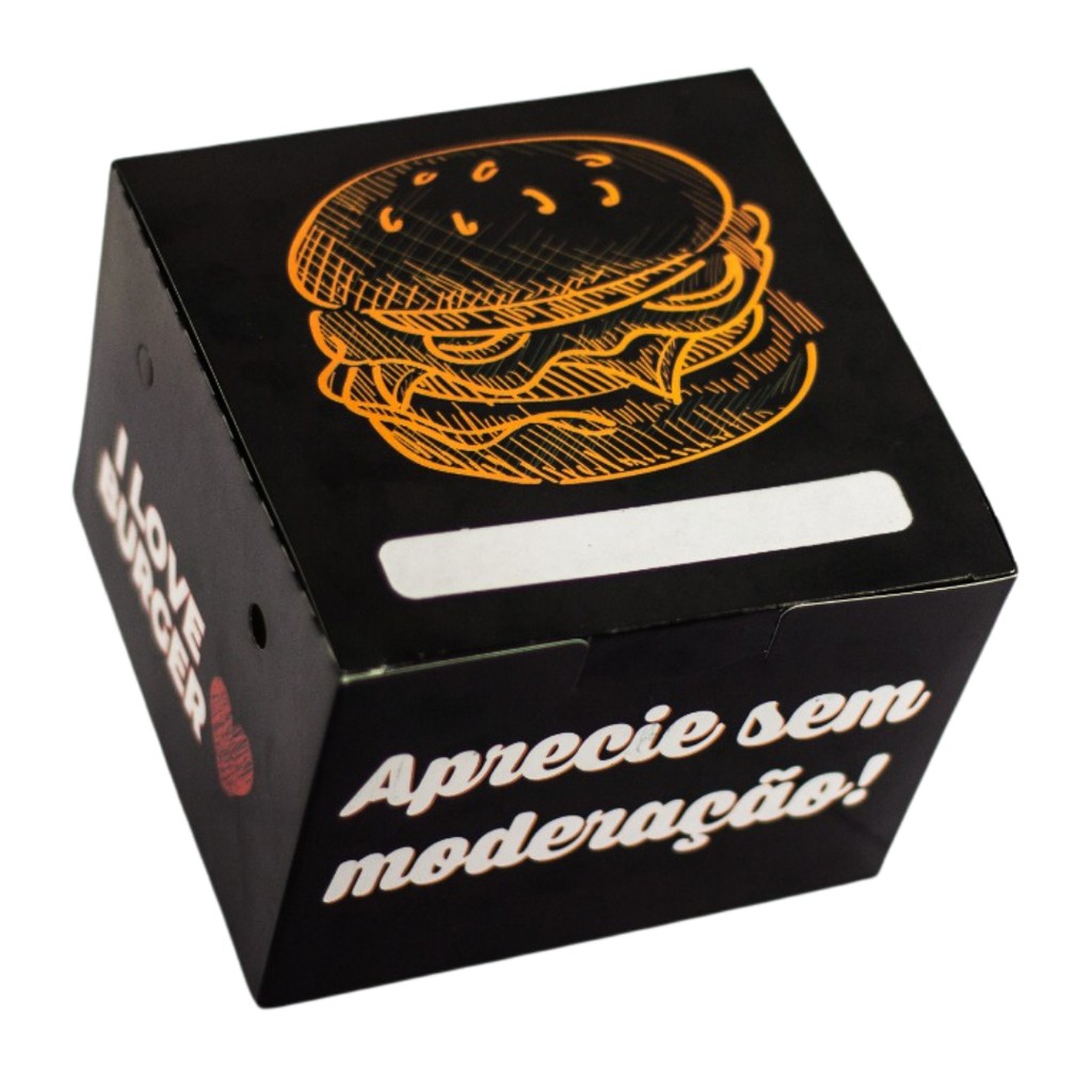 Caixa Box Hambúrguer Artesanal Lanche Delivery - 100 Unidades