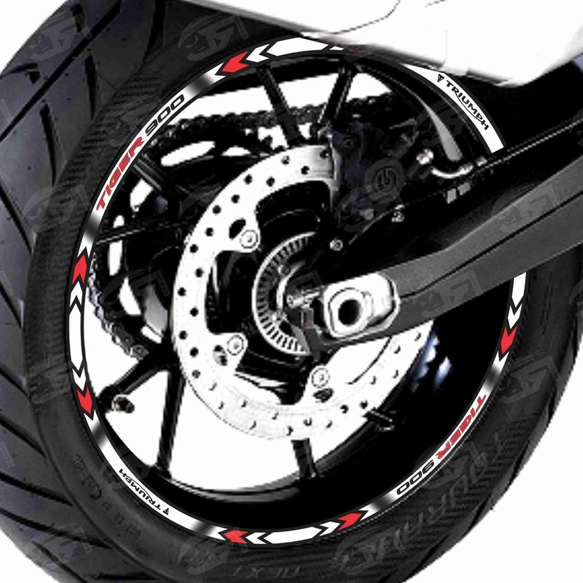 Adesivo Friso Refletivo Roda Moto Triumph Tiger 900 GT PRO Tiger 900 Rally PRO M01 branco vermelho