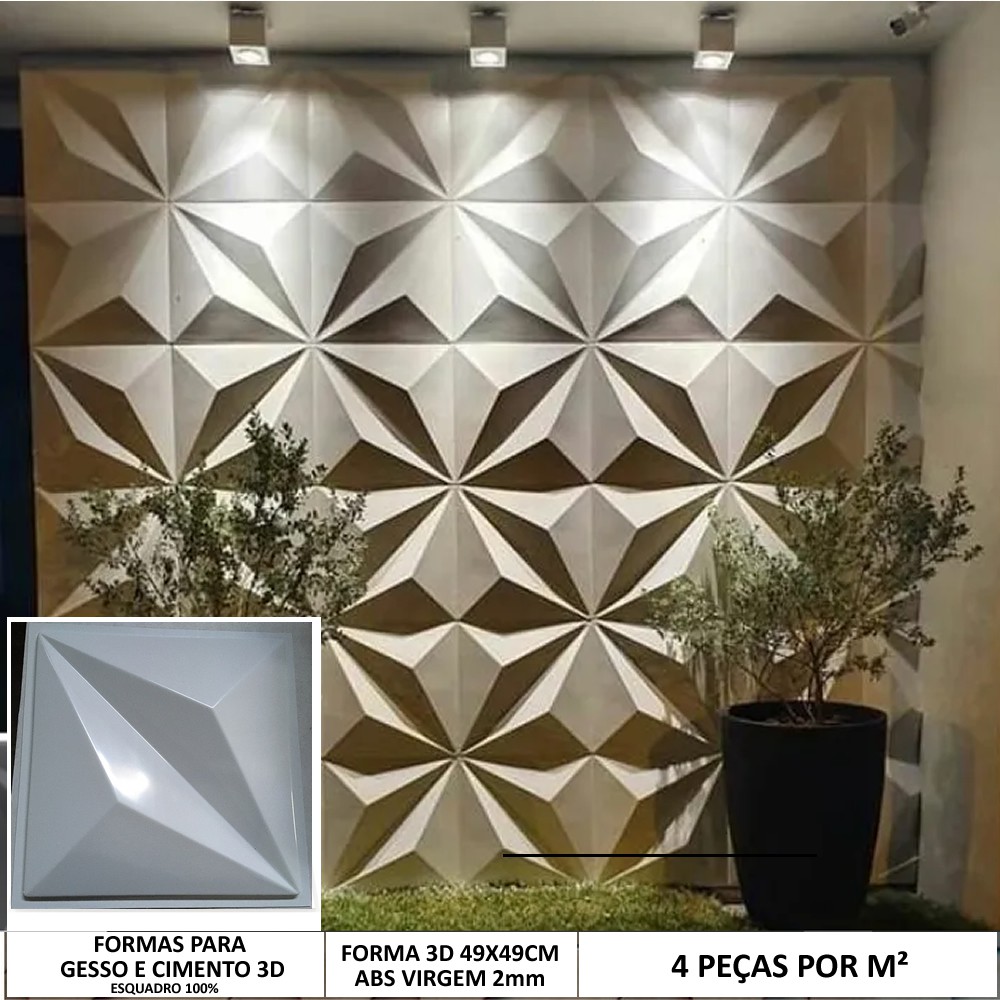 Forma 3d Gesso Crystalis 49x49cm Abs 2mm Molde Para Gesso cimenticio 3d