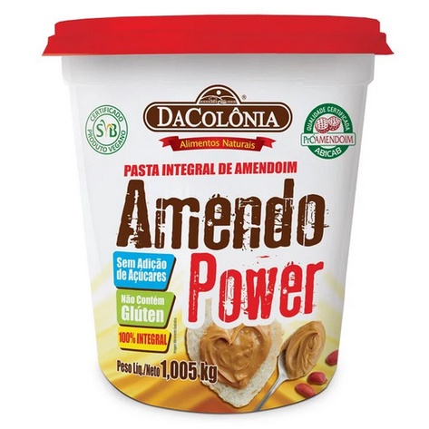 Pasta De Amendoim 100% Integral Tradicional AmendoPower 1.005kg - Amendo Power DaColonia