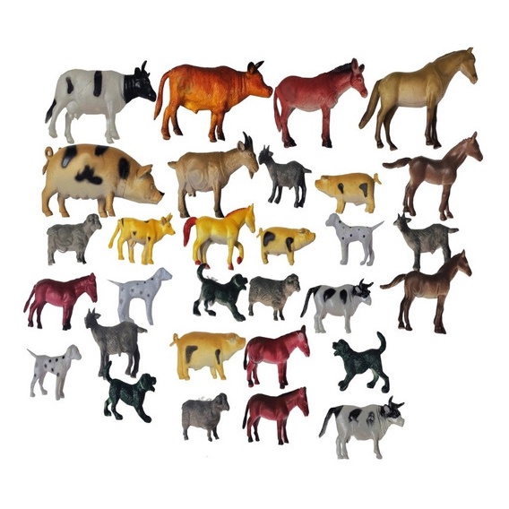 20 Miniaturas Animais Da Fazenda Rural Em Borracha Promoção