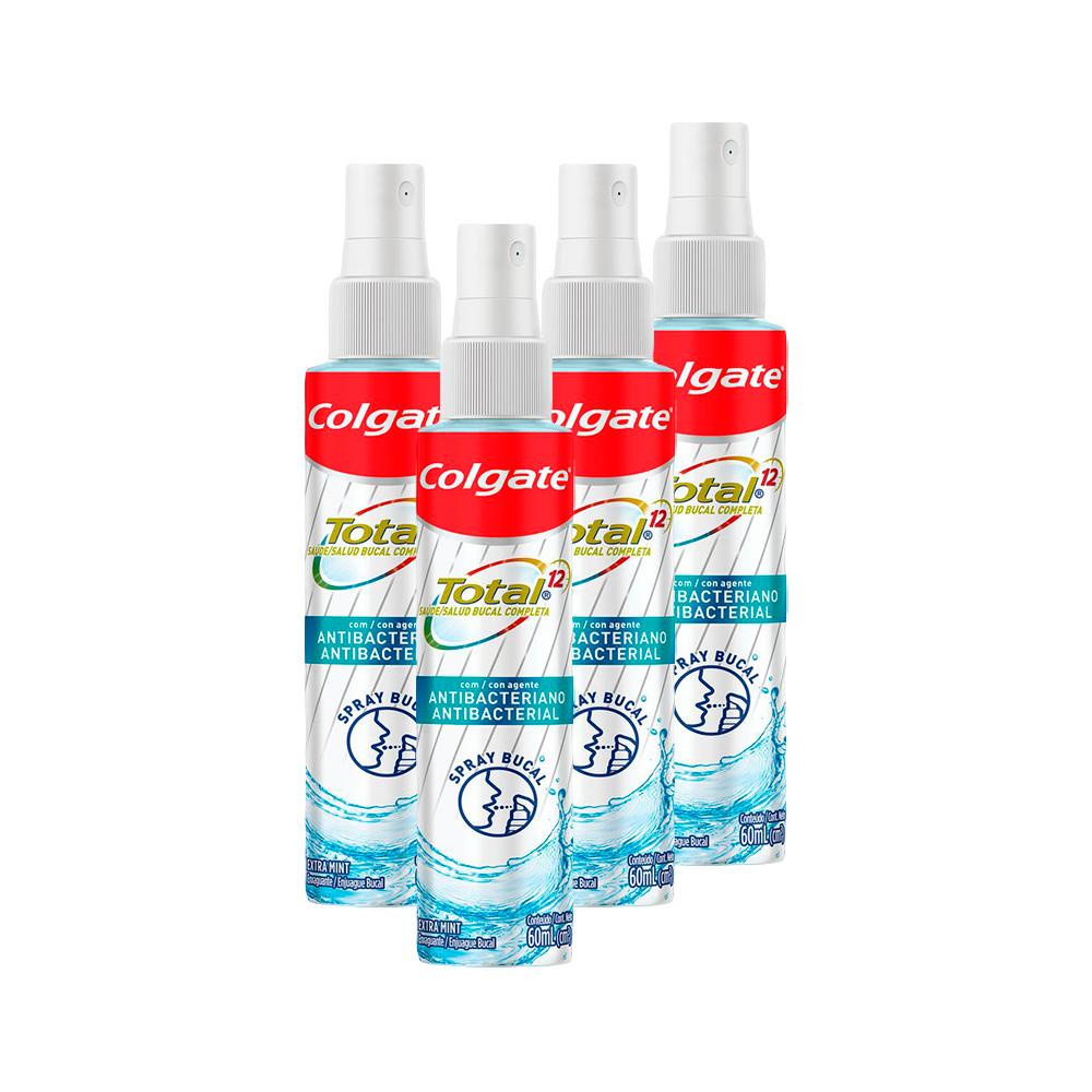Kit 4 Enxaguante Bucal Colgate Total 12 Spray 60ml	