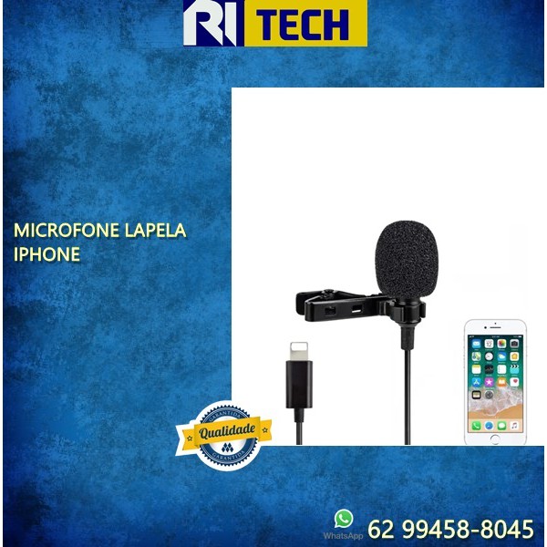 Microfone Lapela iPhone iPad Apple Lightning Profissional