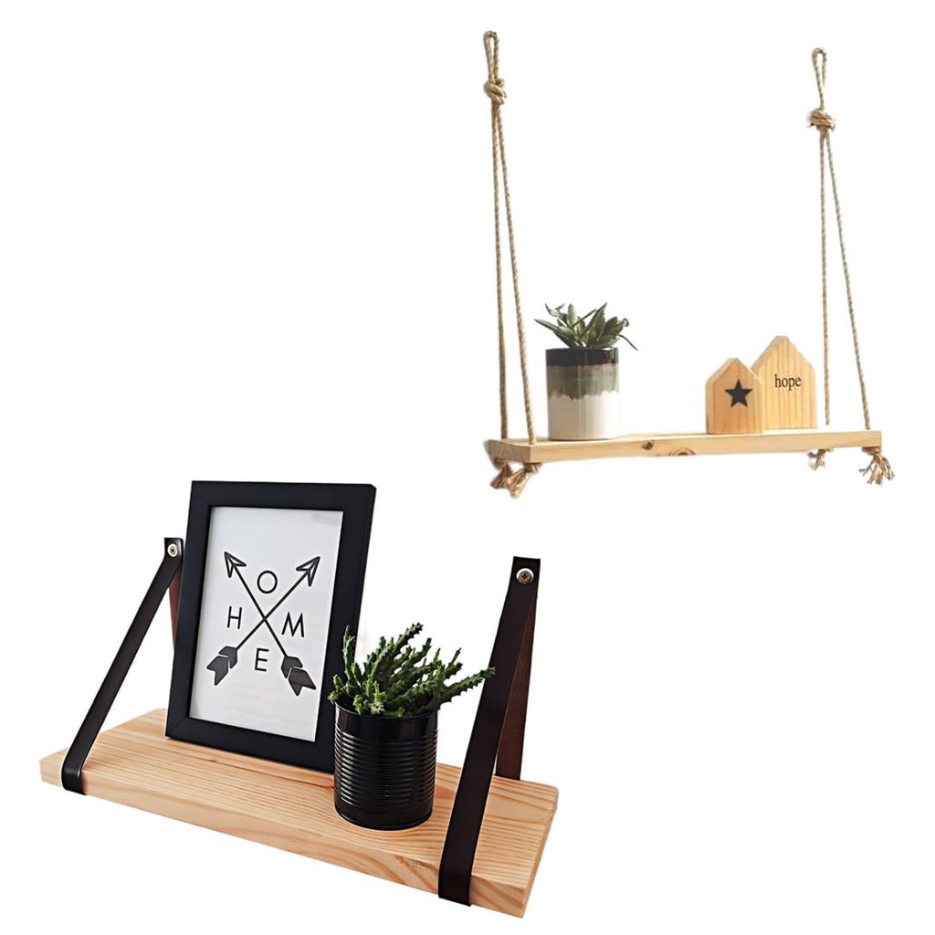 mkono wood hanging shelf