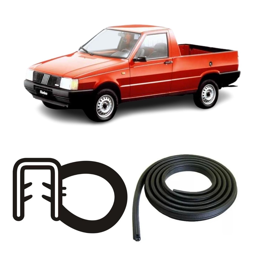 BORRACHA DE PORTA TRASEIRA PRETA SEM ABA FIAT FIORINO 88/90 em Oferta na Shopee