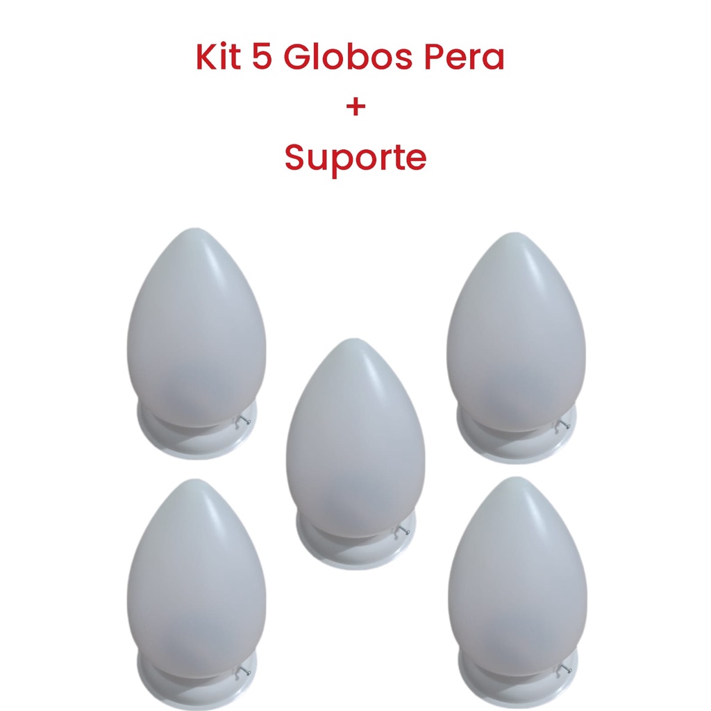 Globo Tipo Pera Com Plafonier Kit 5 Luminárias Tipo Pera Iluminação Para o Seu Lar