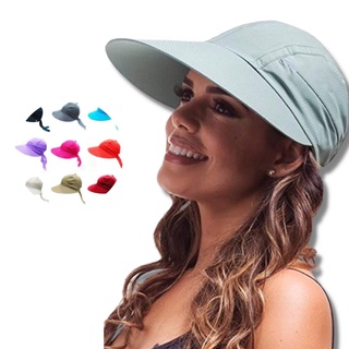 Chapéu Viseira Boné Feminino Verão Praia Piscina Caminhada Sol com laço