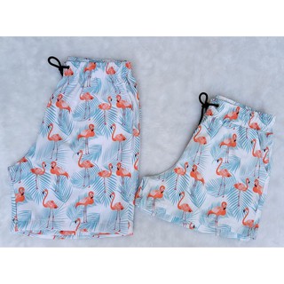 Kit Mozão Moda Praia Mauricinho Com Elastano Conjunto Kit Casal Verão Praia Bermuda Flamingo Namorados