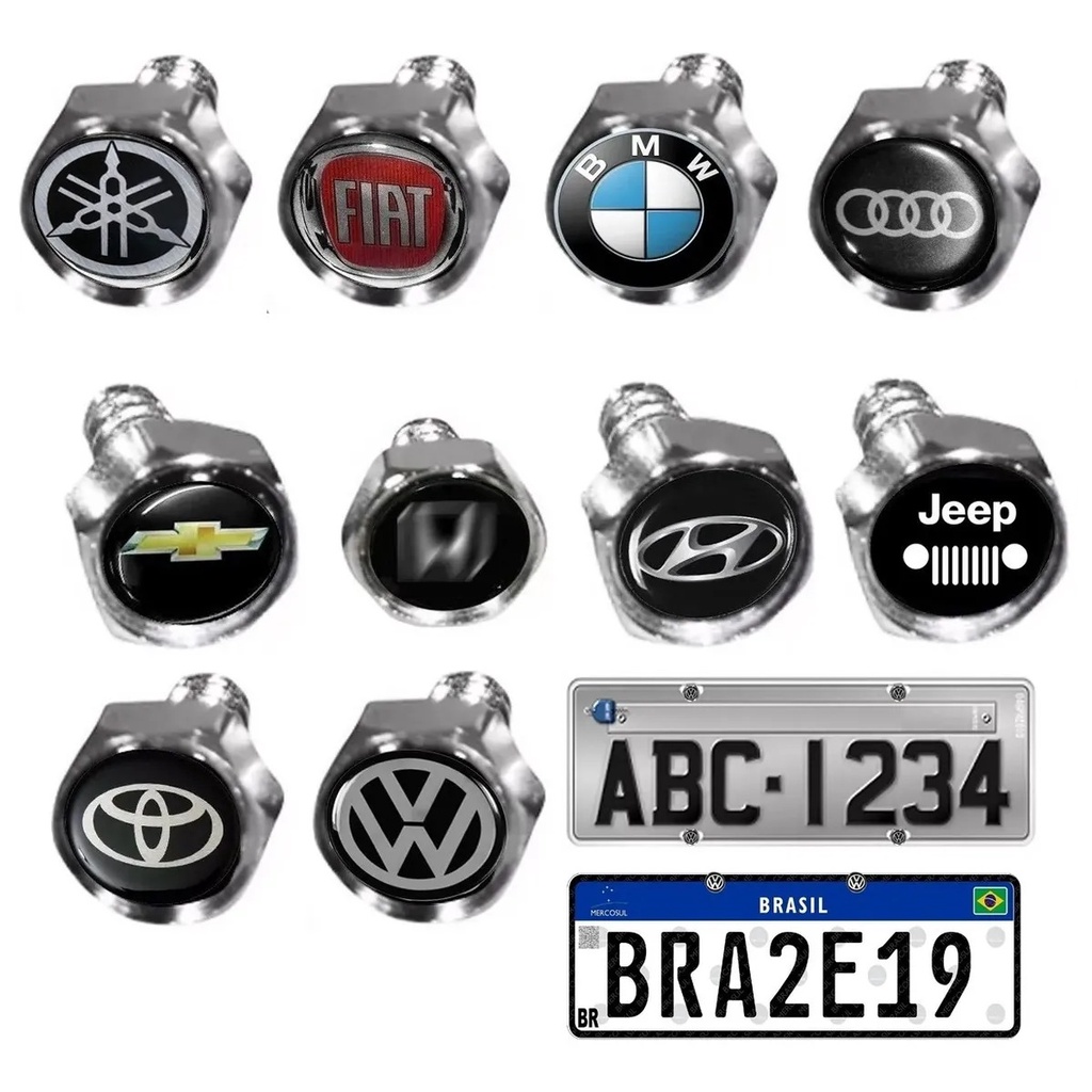 Kit 4 Parafusos Personalizado Emblema Logo P/ Fixar Placa Carro