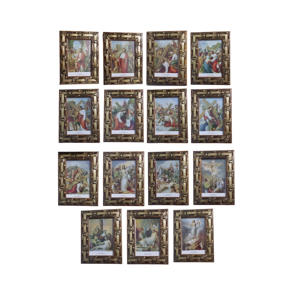 Conjunto 15 Quadros Via Sacra 20 x 15cm