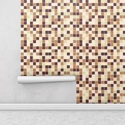 Adesivo Azulejo Pastilhas Em Tons de bege, amarelo e marrom para Cozinha
