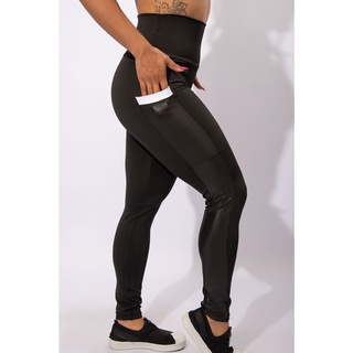 Calça Legging Com Bolso Cirrê Newstyle Fitness Academia Feminina Cintura Alta