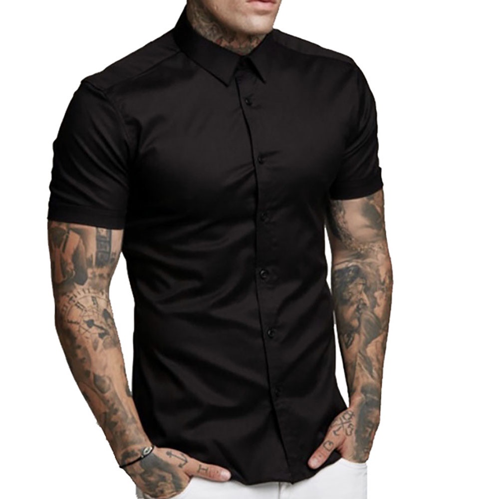 Camisa Social Slim Fit Manga Curta Estilo Britânico - Lojas Norton