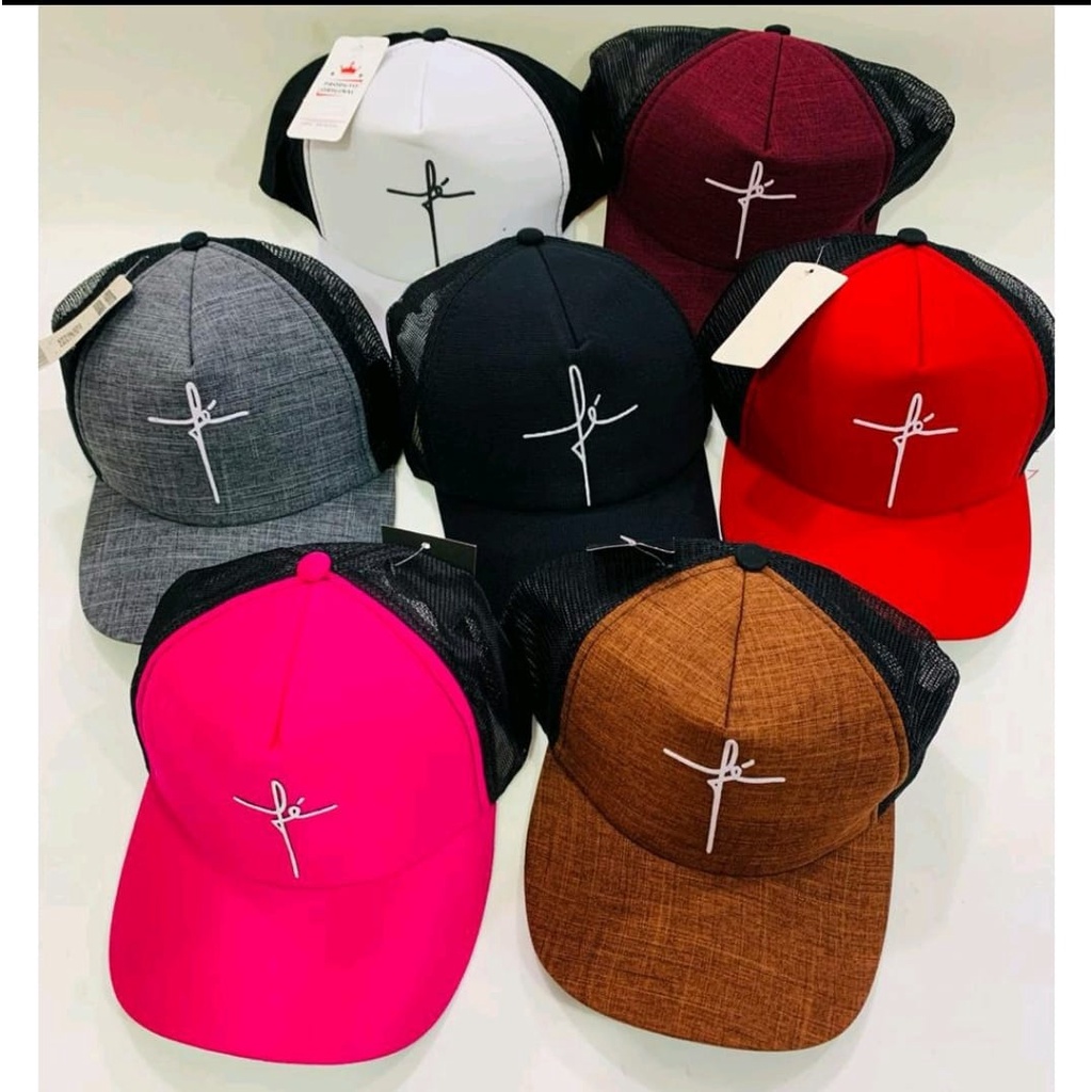 Boné Fe Aba Curva Telinha Adulto Unissex Trucker Bune Snapback Bone Bombeta Você Escolhe a Cor