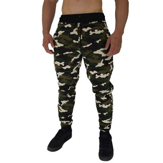 Calça Masculina Moletom MXD Conceito Camuflado Verde Moletom Sem Pelucia