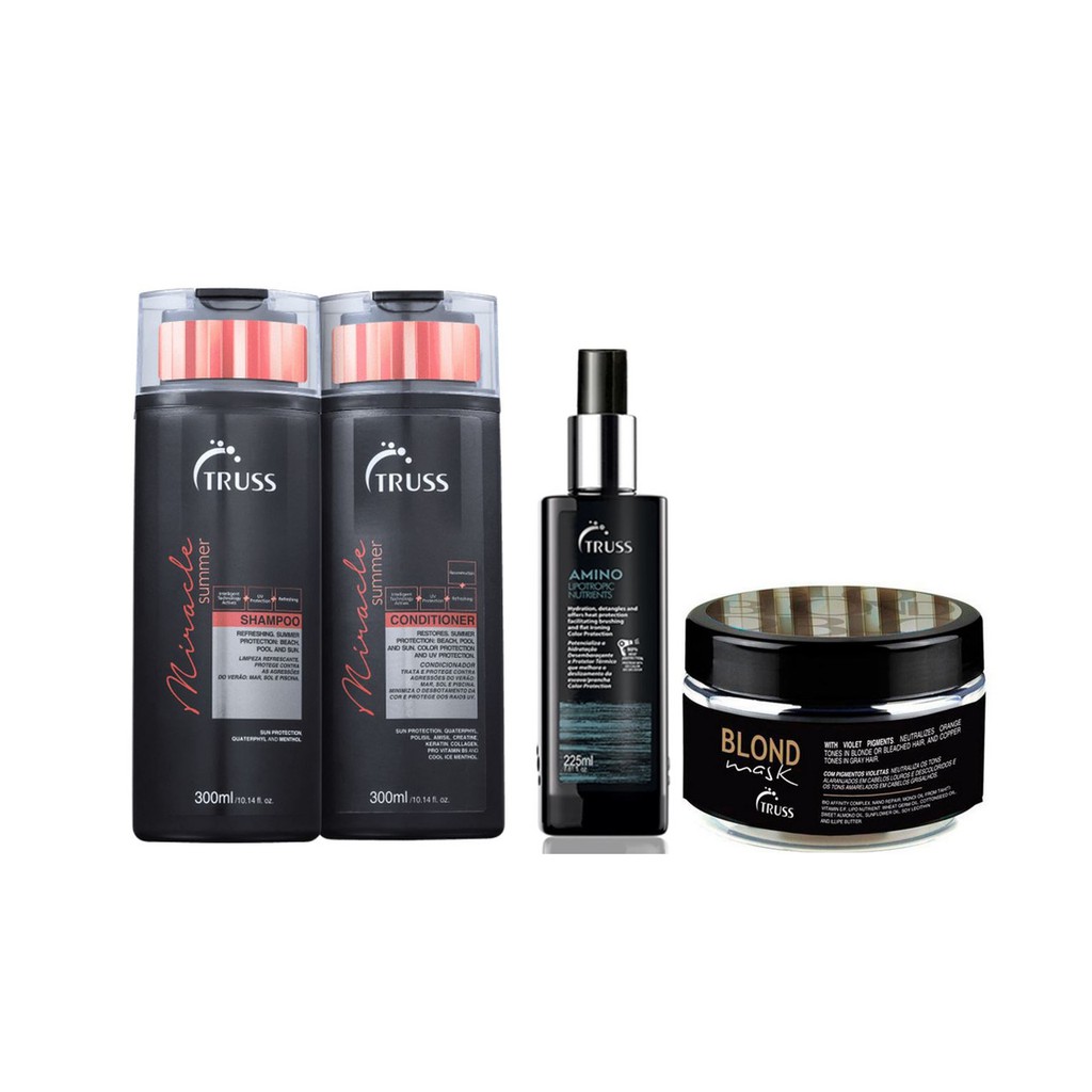 Truss Miracle Summer Shampoo e Condicionador e Amino e Máscara Blond