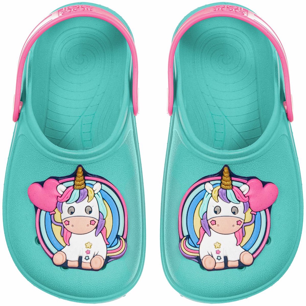 Babuche Infantil Sandália Feminina Menina Criança Calce Fácil Antiderrapante Unicórnio Colorido Chinelo Conforto Macio em Oferta na Shopee
