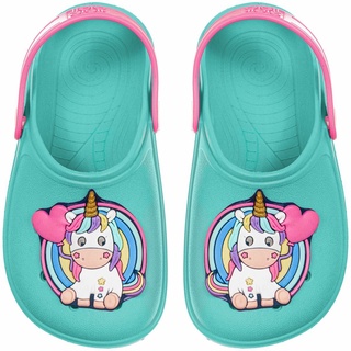 Babuche Infantil Sandália Feminina Menina Bebe Criança Calce Fácil Antiderrapante Borracha Unicórnio Colorido Moda Blogueira Chinelo Confortável Macio Leve Fofo