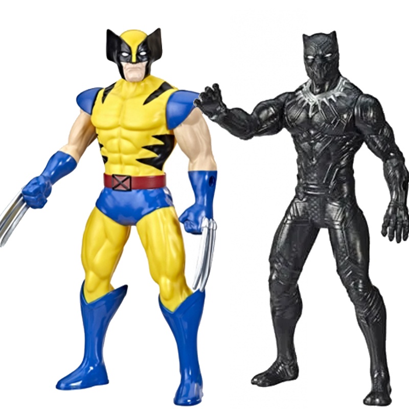 Kit Boneco Wolverine E Pantera Negra Olympus 24cm Figura De Ação