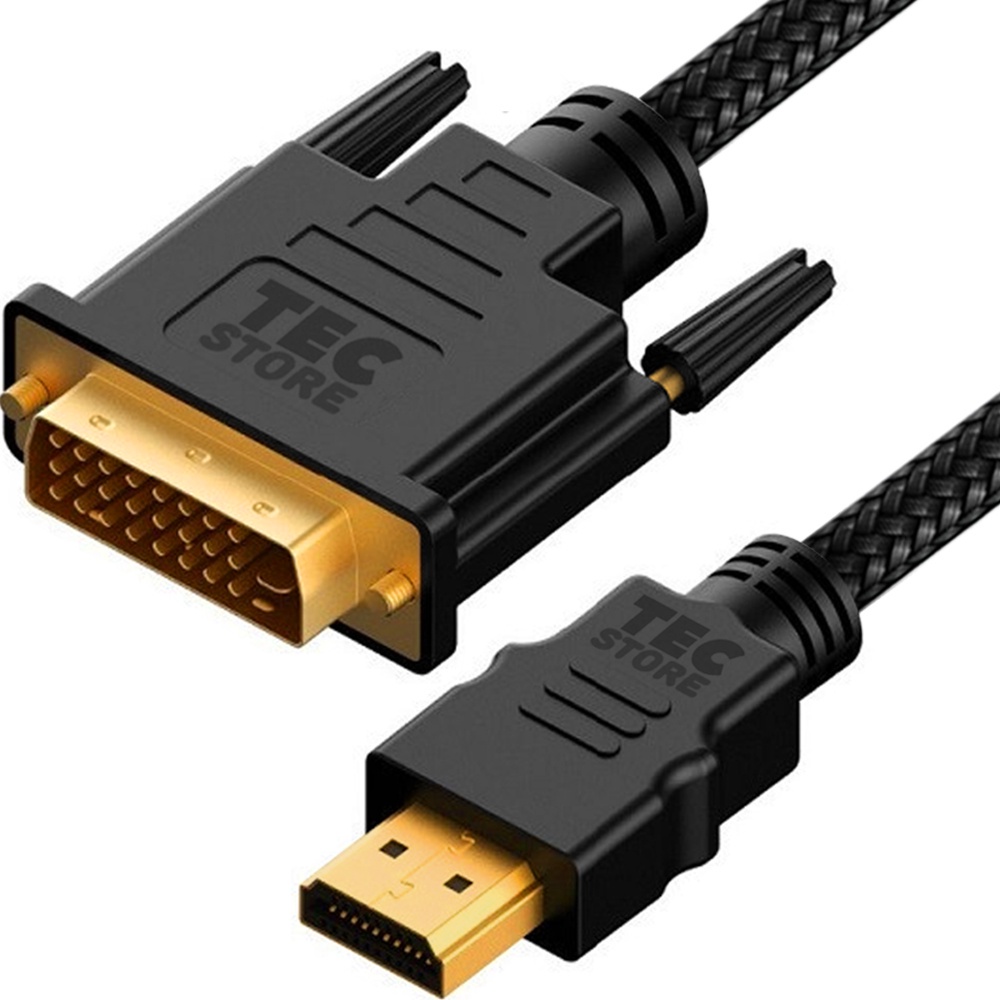 50 Cabos Dvi D x Hdmi Adaptador Cabo Trançado Reforçado + Filtro