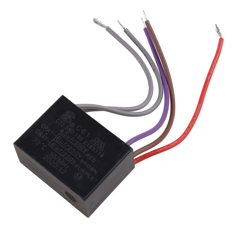 Capacitor De Ventilador De Teto KIN CBB61 4 5uf + 6uf + 6uf 5 Fios 250V Partida De 5 Velocidades