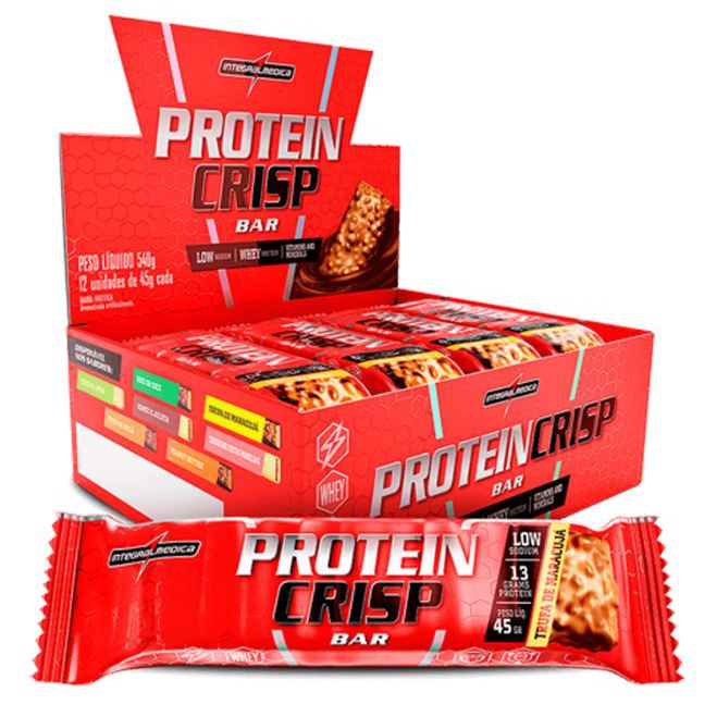 Barra de Proteina Whey Crisp Bar Protein - Caixa com 12 unidades - Todos os Sabores - Integralmedica