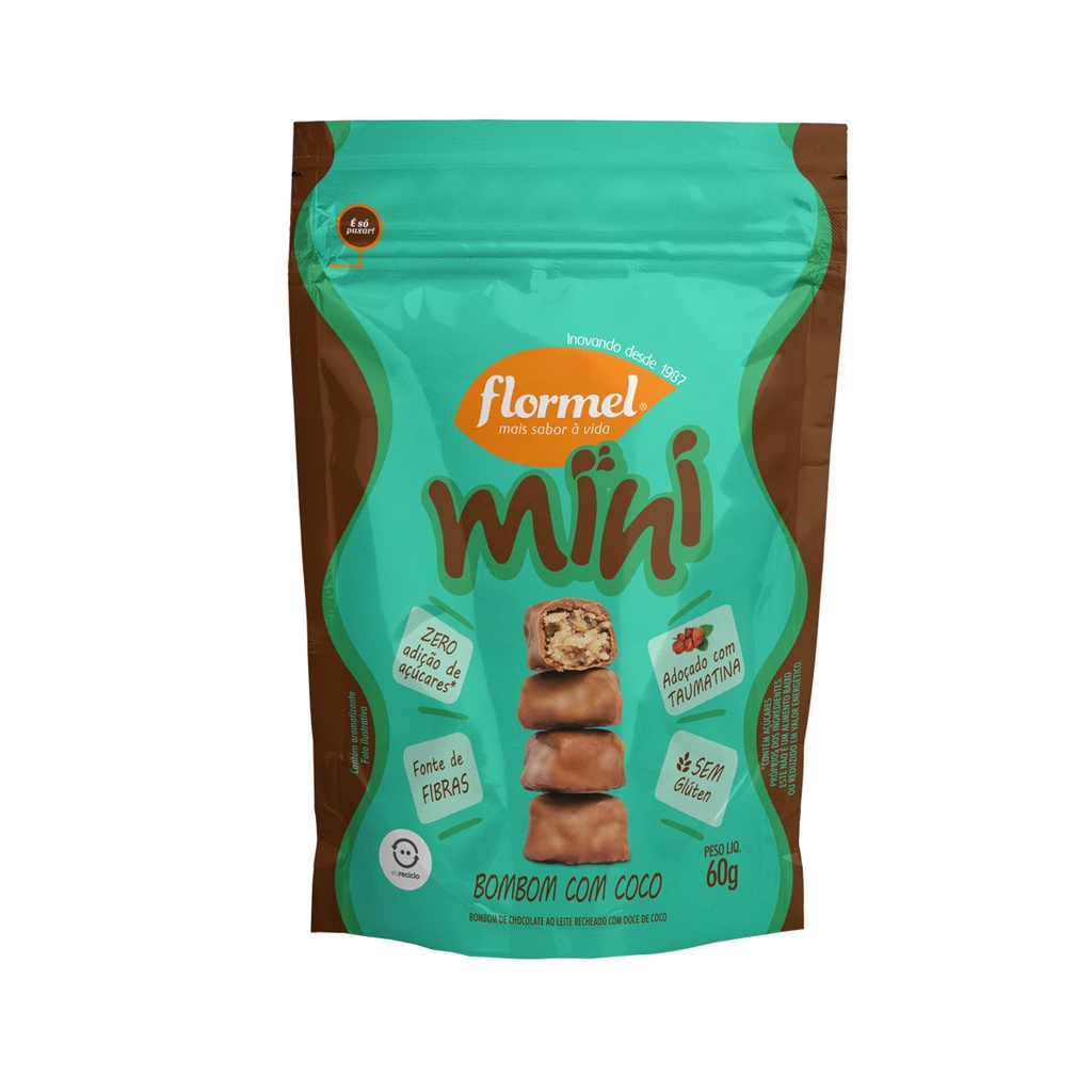 Mini Bombom com Coco Zero 60g - Flormel