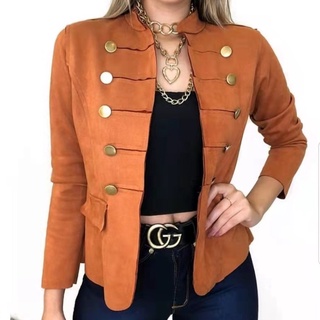 Casaco Feminino Blazer Jaqueta Suede Manga Comprida COM BOTAO Inverno Moda em Oferta na Shopee