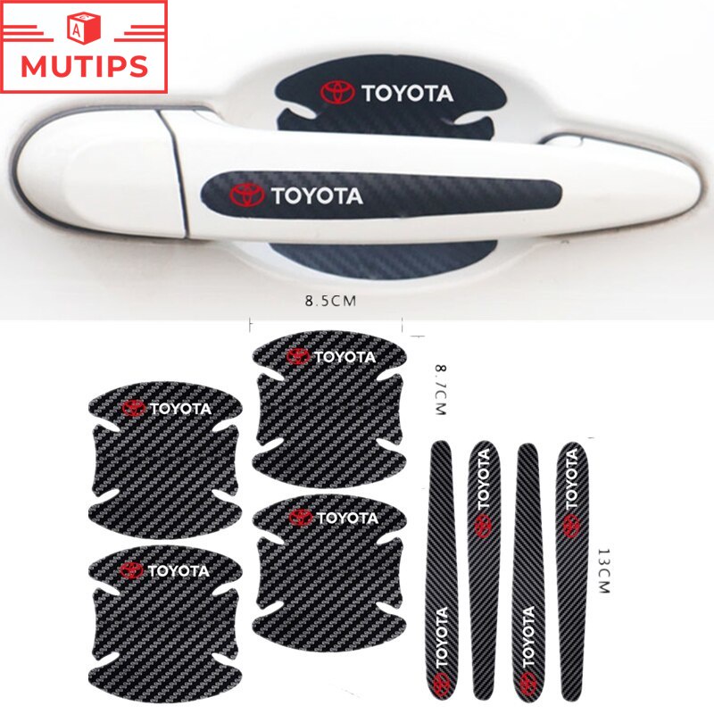 4/8pcs Adesivo Protetor De Maçaneta De Fibra De Carbono Para Toyota Corolla Cross Hilux Yaris Etios RAV4 Bandeirante