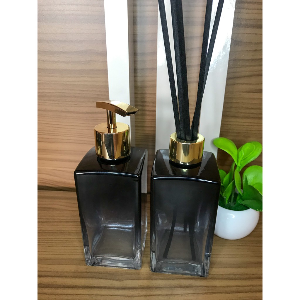 Kit Lavabo De Vidro Saboneteira E Difusor De Ambiente 250 Ml - Gold