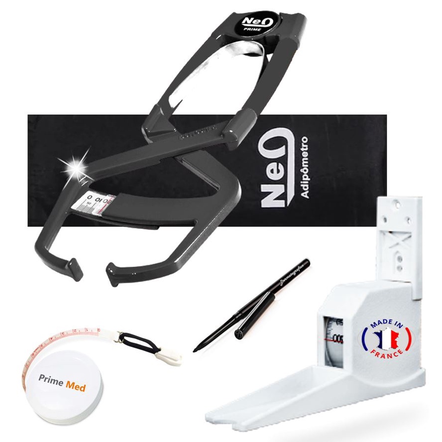 Adipômetro Plicometro Clínico Neo Prime Preto  - Kit Avaliação Física Corporal + Trena APP TERRAZUL