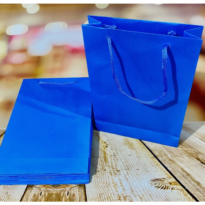 10 Sacolas De Papel 23x16x6 cm azul Presente Bolsa Festa - Stationery