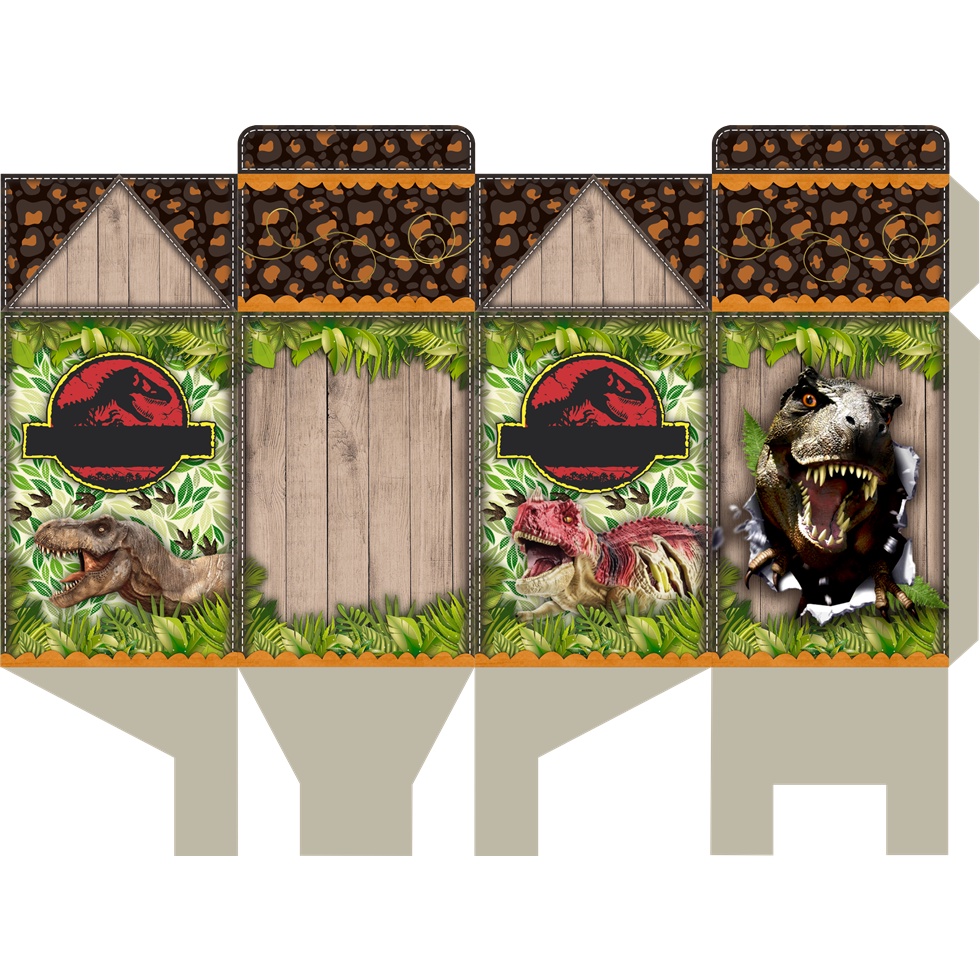 10 Und. Caixas Diversos Modelos Personalizadas (folha Com Arte Impressa) Tema Jurassic Park