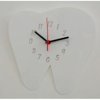 Relógio Acrílico Dente Branco Sala Consultório Dentista