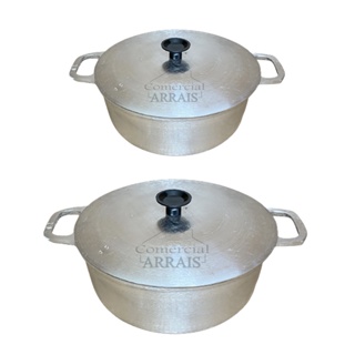 2 Panelas Pequenas 16 + 18 Alumínio Batido Fundido Tampa Grossa em Oferta na Shopee