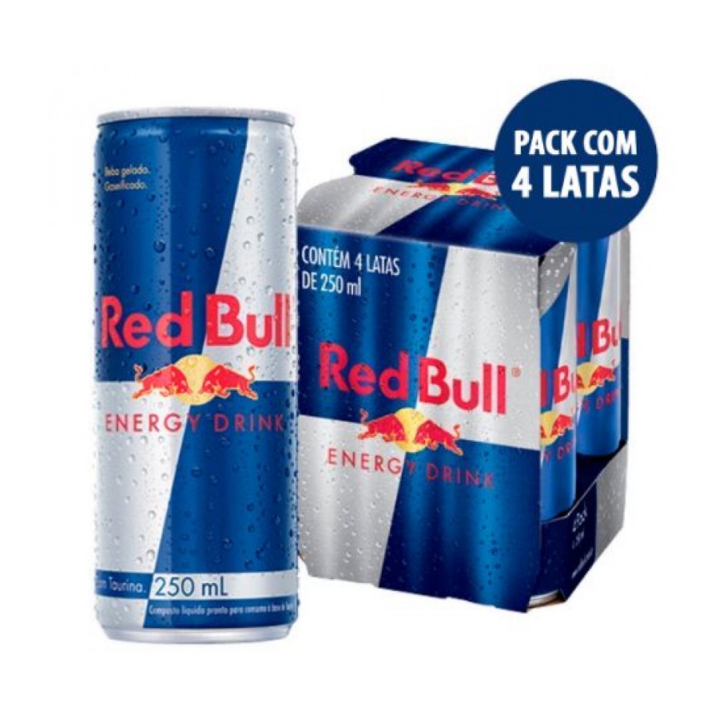 Energético Red Bull Energy Drink Tradicional Pack 4 Unidades 250ml