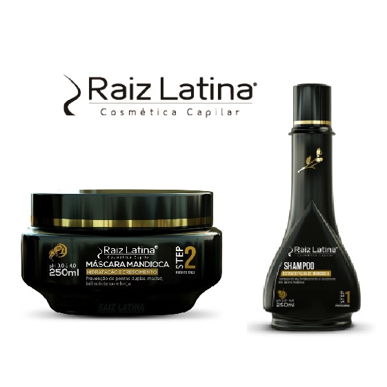 Kit Shampoo de Mandioca e Máscara Mandioca 2x250ml Raiz Latina