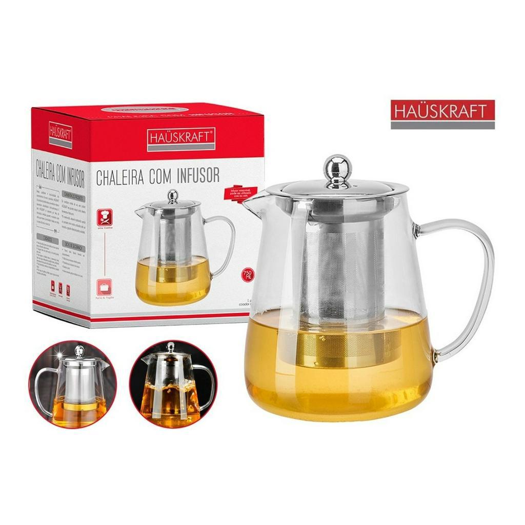 Chaleira Vidro Bule Com Infusor Inox Chá 750ml Hauskraft - Home Appliances