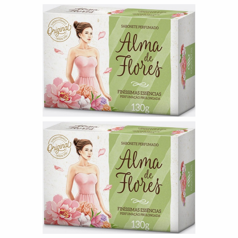 Kit 2 Sabonete Perfumado Alma De Flores Em Barra Original 130g